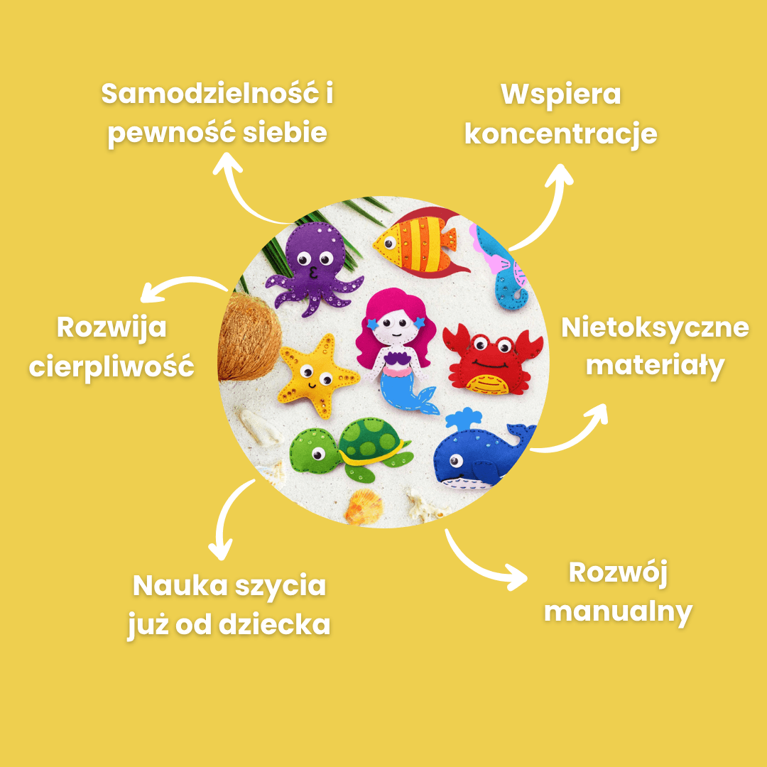 Szyjaki - Zestaw 8 zwierzątek morskich do szycia